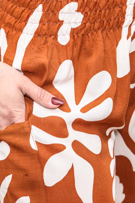 Pantalon Aladdin Bali Batik à motifs rouille/blanc - Taille unique
