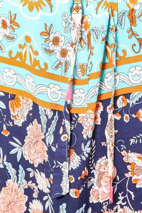 Robe longue à motifs Balik Batik bleu marine - Taille unique
