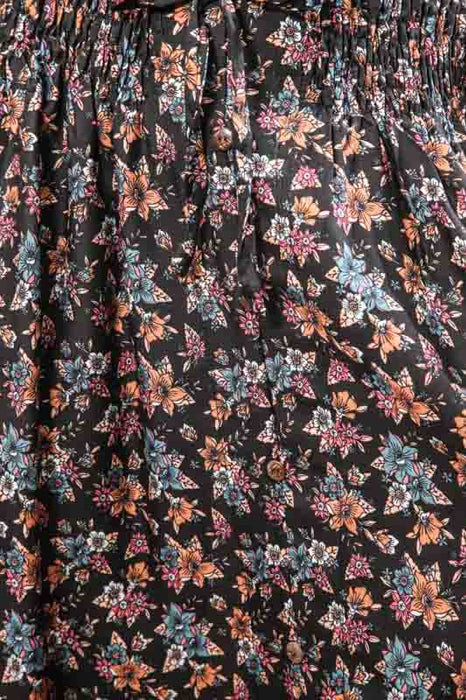Jupe Bali Batik motif fleuri noir - Taille Unique