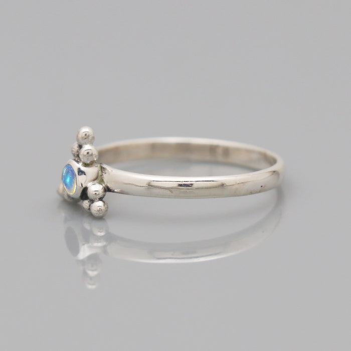 Bague argent pierre de lune arc-en-ciel