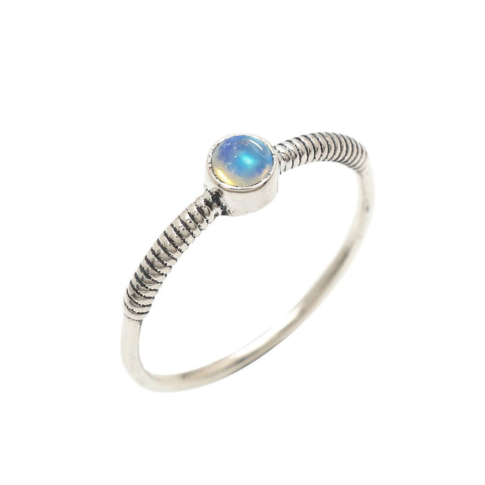 Bague argent pierre de lune arc-en-ciel