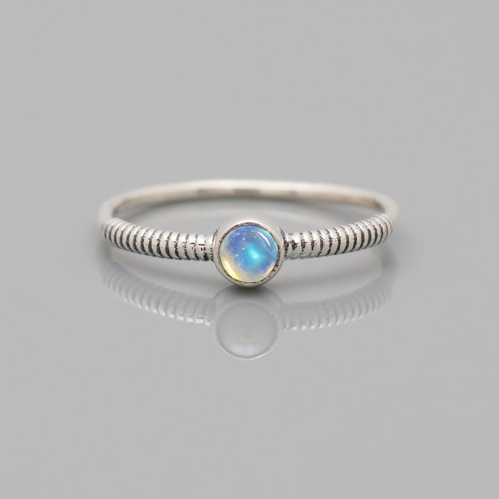 Bague argent pierre de lune arc-en-ciel