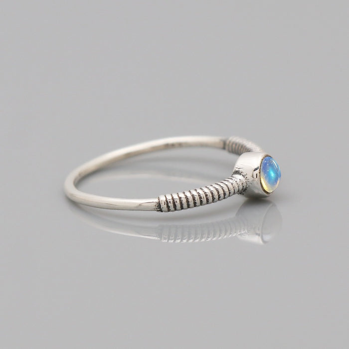 Bague argent pierre de lune arc-en-ciel