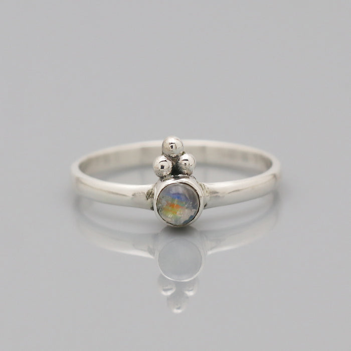 Bague argent pierre de lune arc-en-ciel