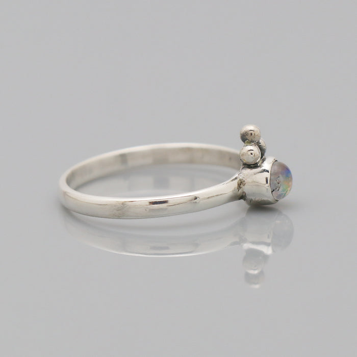 Bague argent pierre de lune arc-en-ciel