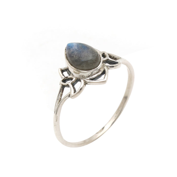 Bague argent pierre de lune arc-en-ciel