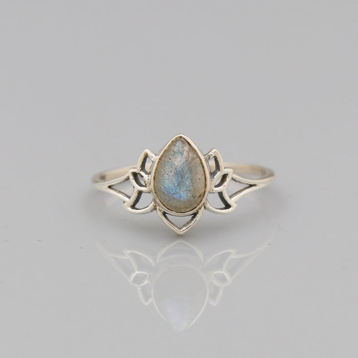 Bague argent pierre de lune arc-en-ciel