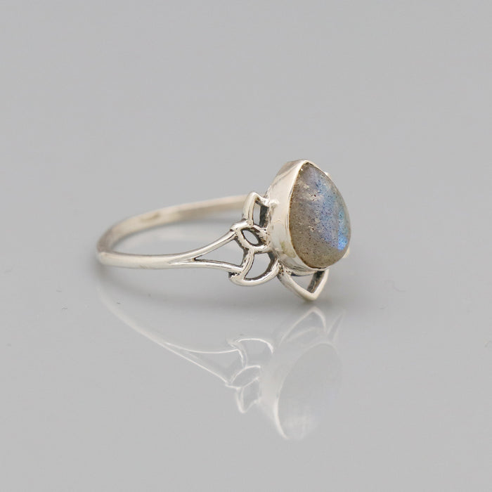 Bague argent pierre de lune arc-en-ciel