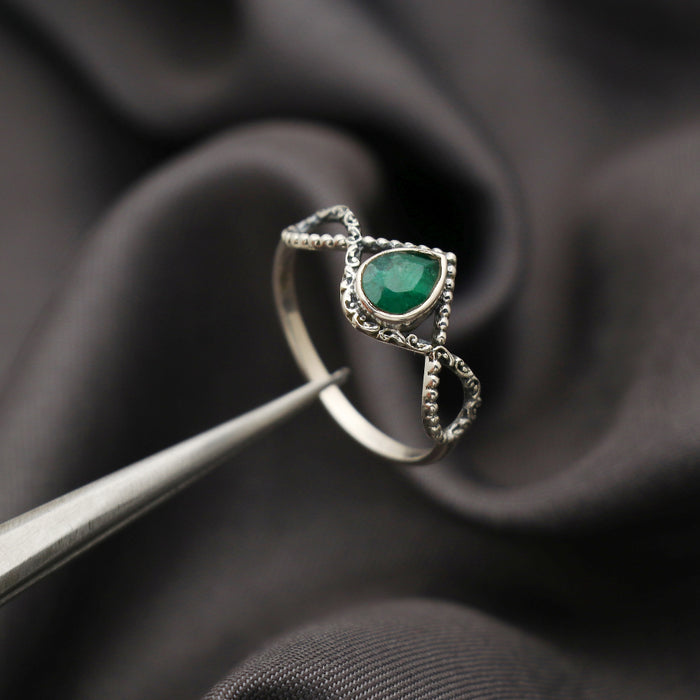 Bague argent émeraude