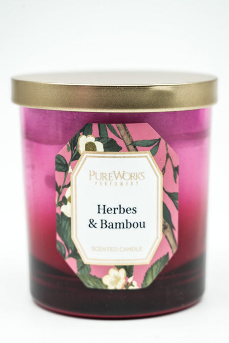 Bougie parfumée 185 gr. cire de soja Herbes &amp; Bambou