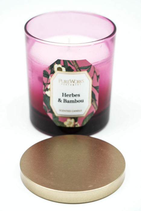Bougie parfumée 185 gr. cire de soja Herbes &amp; Bambou