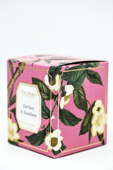 Bougie parfumée 185 gr. cire de soja Herbes &amp; Bambou