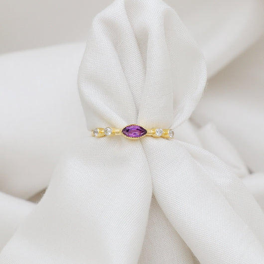 Ring Messing vergoldet Amethyst