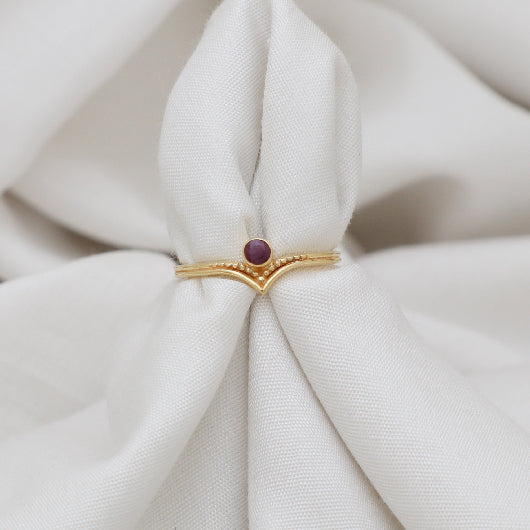 Ring Messing vergoldet Granat