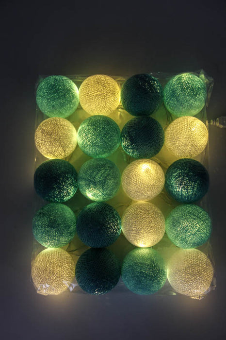 Lichterkette Cotton Balls USB weiss/türkis