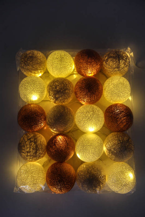 Lichterkette Cotton Balls USB Erdtöne