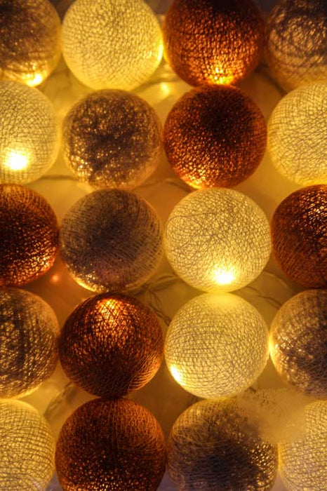 Lichterkette Cotton Balls USB Erdtöne
