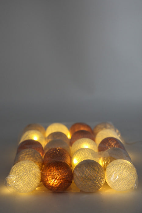 Lichterkette Cotton Balls USB Erdtöne