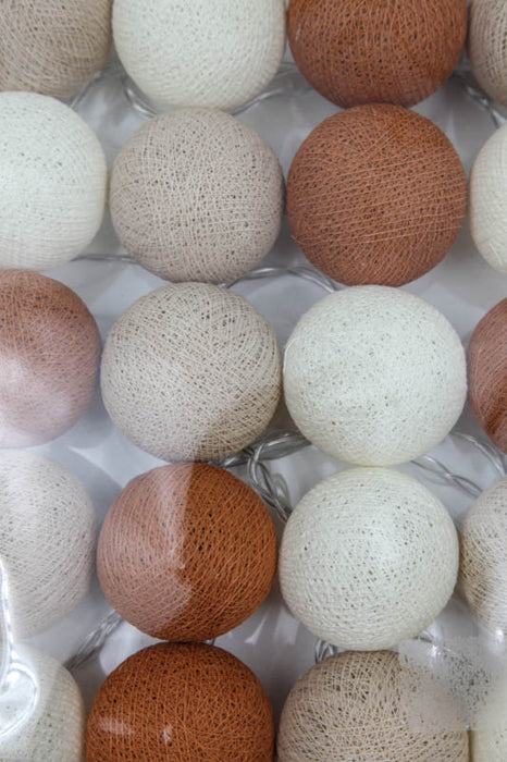 Lichterkette Cotton Balls USB Erdtöne