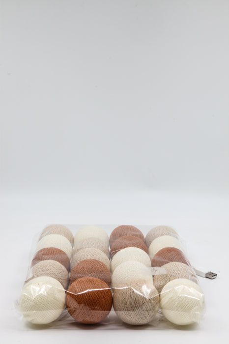 Lichterkette Cotton Balls USB Erdtöne
