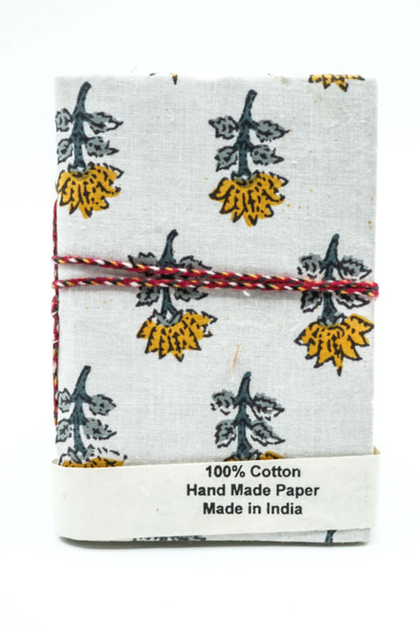 Notizbuch handgemacht mini Blumen weiss/grün/gelb