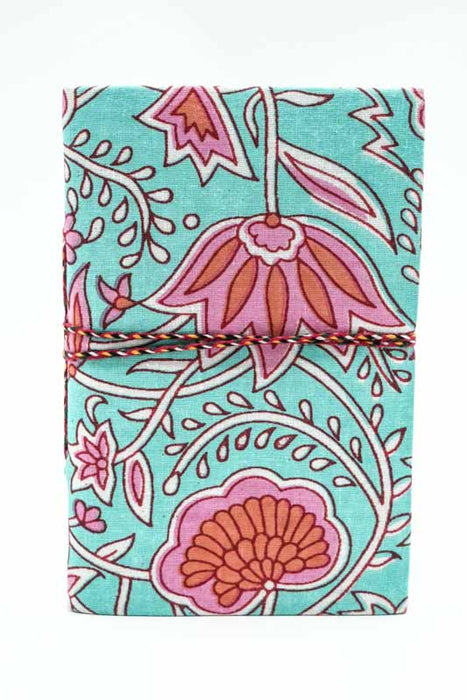 Notebook handmade mini flowers light blue/pink/red