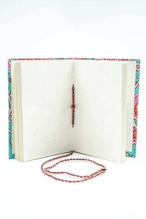 Notebook handmade mini flowers light blue/pink/red