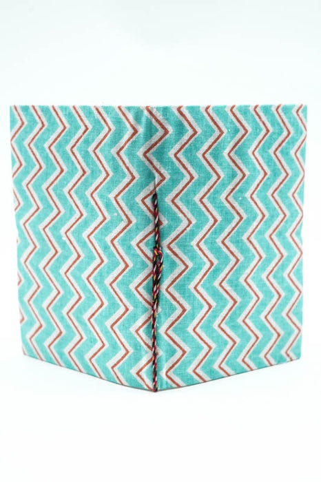 Notizbuch handgemacht mini Linien hellblau/rot/weiss