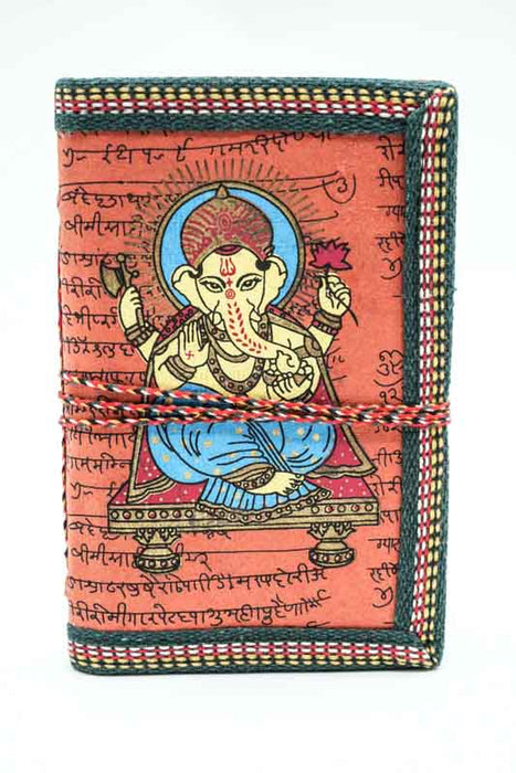 Notebook handmade small Ganesha orange
