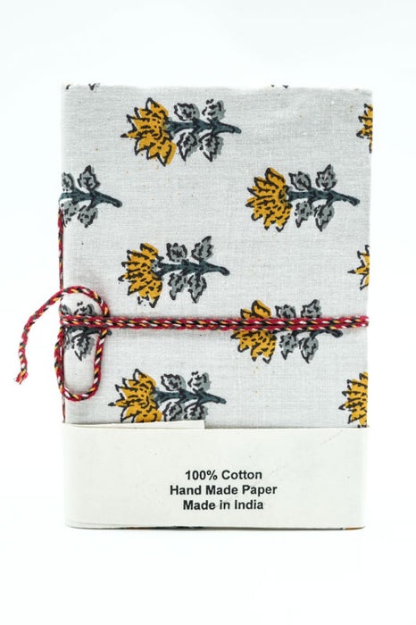Notizbuch handgemacht klein Blumen weiss/grün/gelb