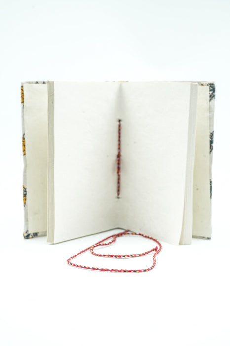 Notizbuch handgemacht klein Blumen weiss/grün/gelb