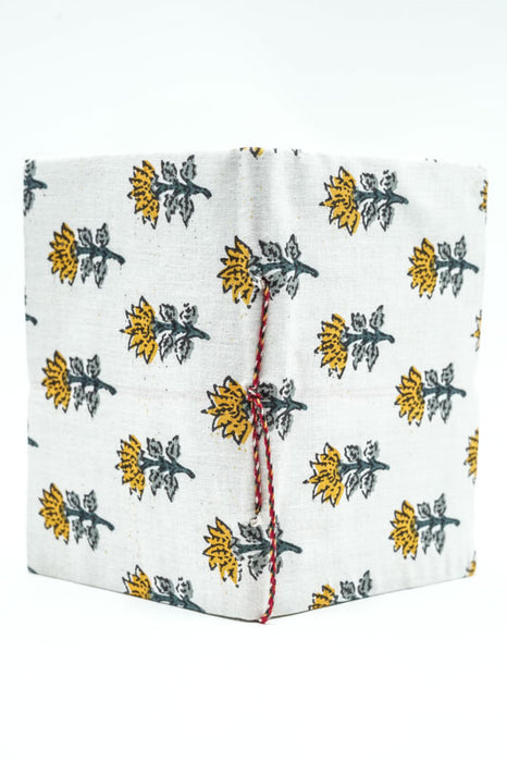 Notizbuch handgemacht klein Blumen weiss/grün/gelb