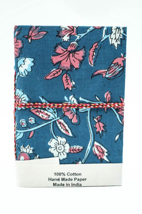 Notebook handmade small flowers dark blue/red/light blue