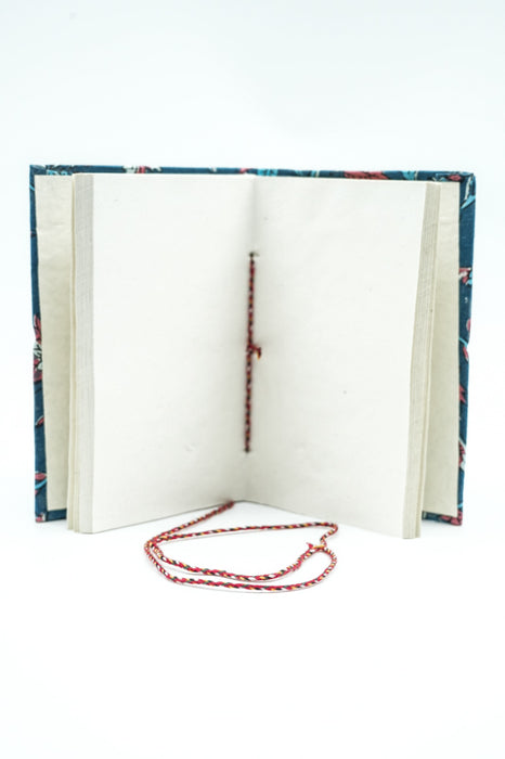 Notebook handmade small flowers dark blue/red/light blue