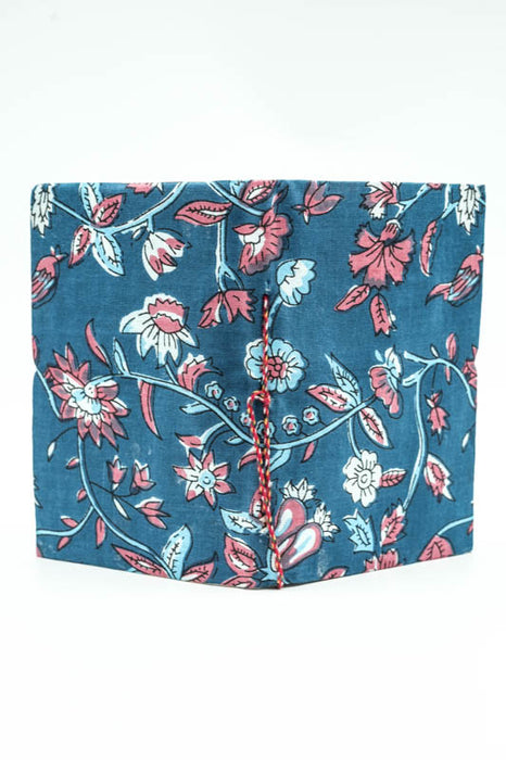 Notebook handmade small flowers dark blue/red/light blue