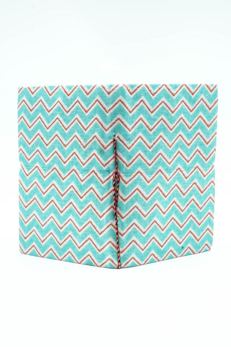 Notizbuch handgemacht klein Linien hellblau/rot/weiss