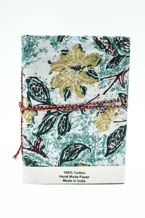 Notizbuch handgemacht mittel Blumen grün/gelb