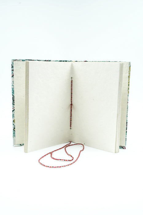 Notizbuch handgemacht mittel Blumen grün/gelb