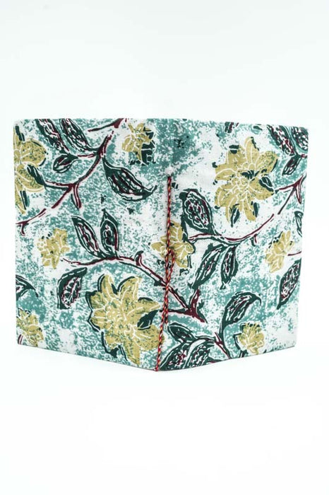 Notizbuch handgemacht mittel Blumen grün/gelb