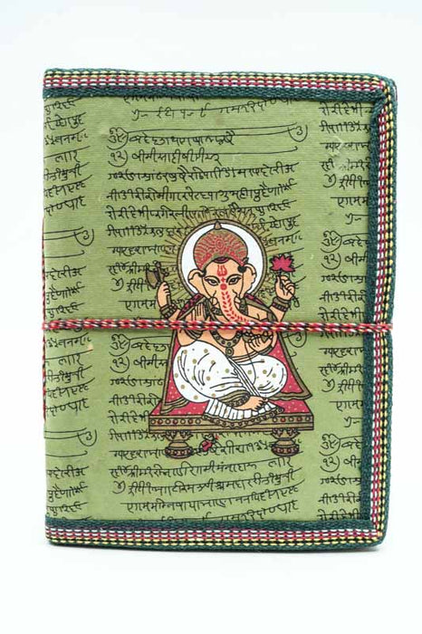 Notebook handmade large Ganesha olive