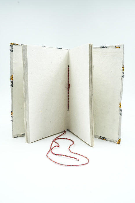 Notebook handmade large flowers white/green/yellow