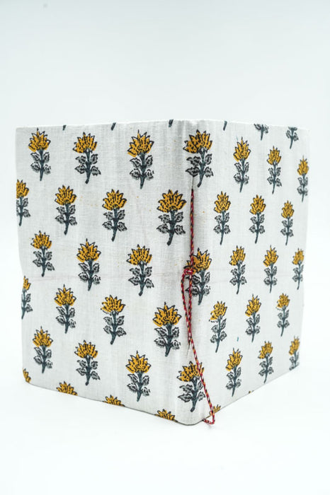 Notebook handmade large flowers white/green/yellow