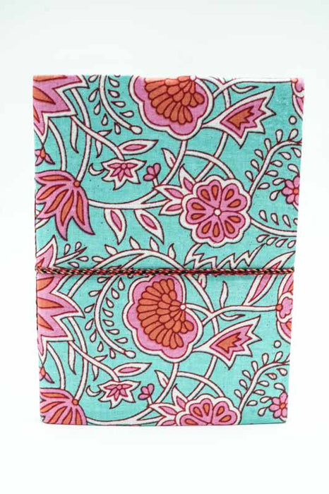 Notizbuch handgemacht gross Blumen hellblau/rosa/rot
