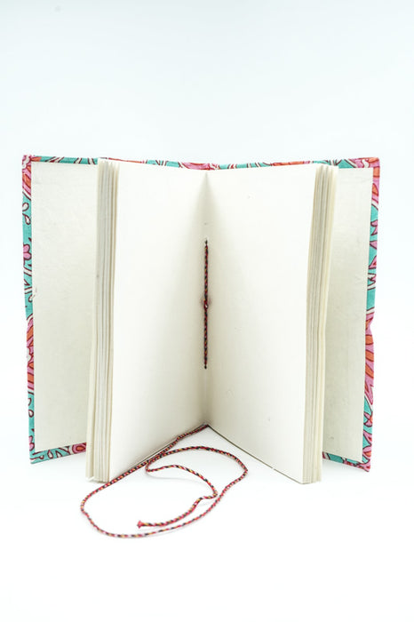 Notizbuch handgemacht gross Blumen hellblau/rosa/rot