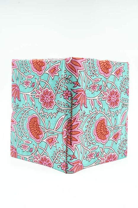 Notizbuch handgemacht gross Blumen hellblau/rosa/rot