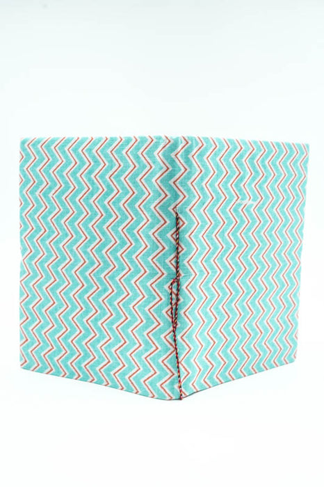 Notizbuch handgemacht gross Linien hellblau/rot/weiss