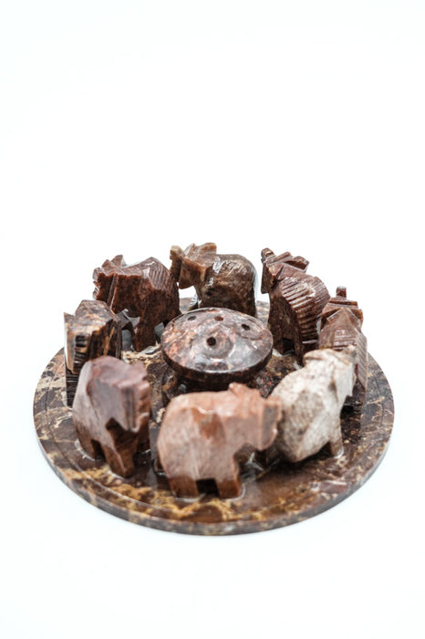 Incense holder soapstone 7 elephants