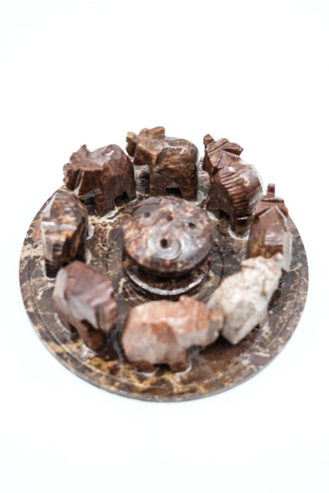 Incense holder soapstone 7 elephants