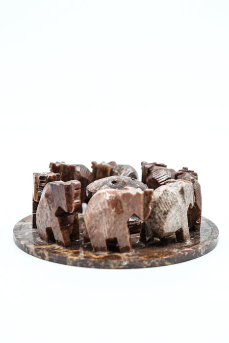 Incense holder soapstone 7 elephants