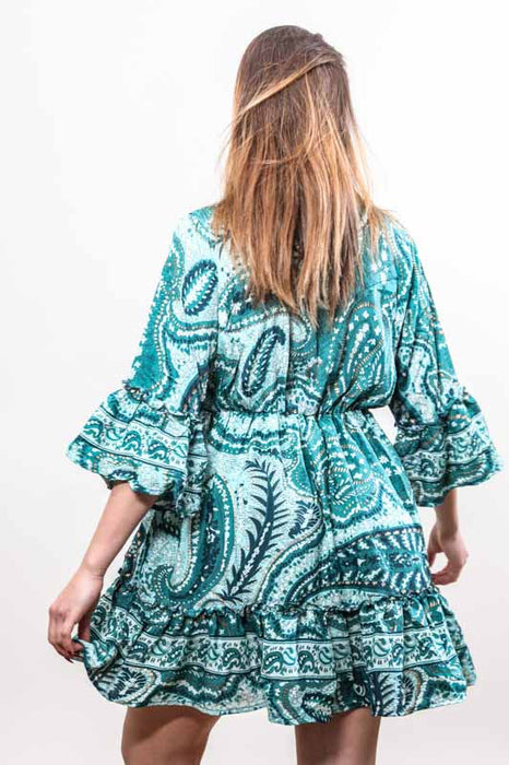 Kleid kurz Kunstseide gemustert assortiert - One Size